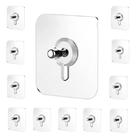 VONITY Stainless Steel PVC ABS Nail Free Seamless Adhesive NonTrace No Drilling Installation Hanging Waterproof Screws Wall Hook Transparent 10 Pack - Image 1