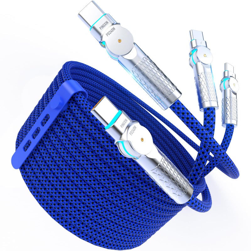 PINGXIN USB C to USB C Cable10ft,240W 2-Pack Braided 180Â°Rotating Type C Charging CableFast Charge for iPhone 15/16/16Pro/16Plus/16ProMax,MacBook Air,iPad Pro,Pixel,Samsung Galaxy S23/S24 Ultra-Blue - Image 1