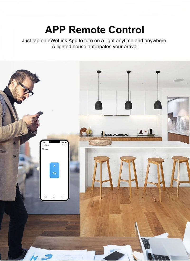 Smart WiFi Touch Light Switch 4 Gang, No Neutral Wire Required & Neutral Wire Compatible, Works with Alexa, Google Home, Apple HomeKit (via CozyLife), eWeLink App Control, Timer & Share Function