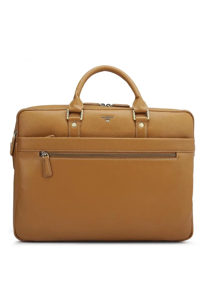 دا ميلانو حقيبة لاب توب جلد طبيعي بني من دا ميلانو