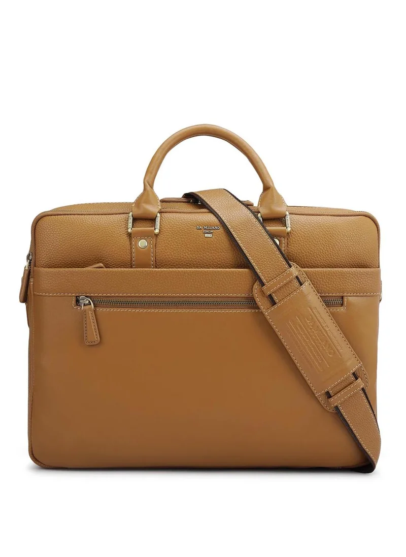 دا ميلانو حقيبة لاب توب جلد طبيعي بني من دا ميلانو
