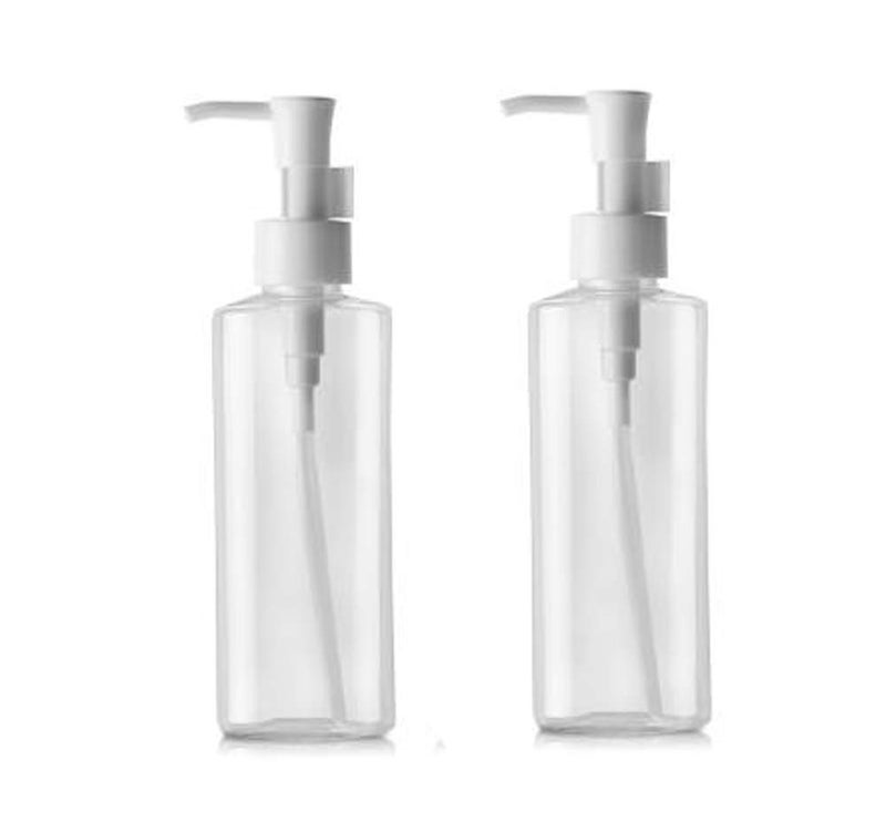 2Pcs Portable Empty Refillable Clear Plastic Lotion Pumps Dispenser Bottle Container Holder For Cosmetic Makeup Cream Lotion Facial Cleanser Shampoo Cleanser Shower Gel(150ml/5oz)