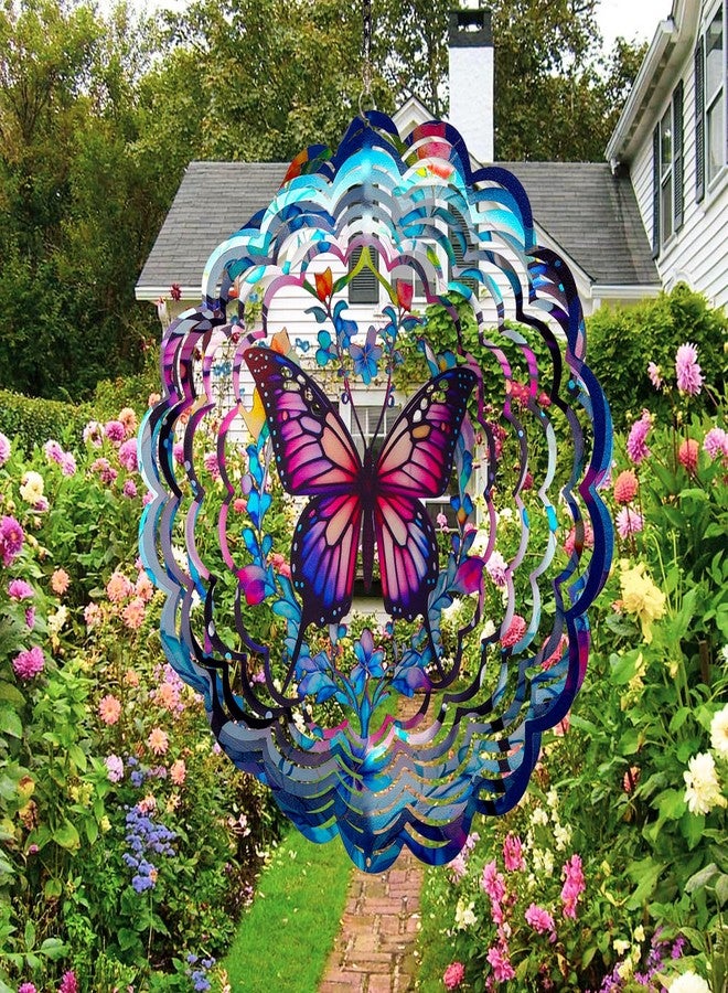 Opjoy Butterfly Wind Spinners Outdoor - 12 inch from Daughter, Birthday Gifts for Women, Butterflies Outdoor Hanging Wind Sculptures, Garden Decor for Outside, Patio, Yard, Lawn, Balcony - Image 2