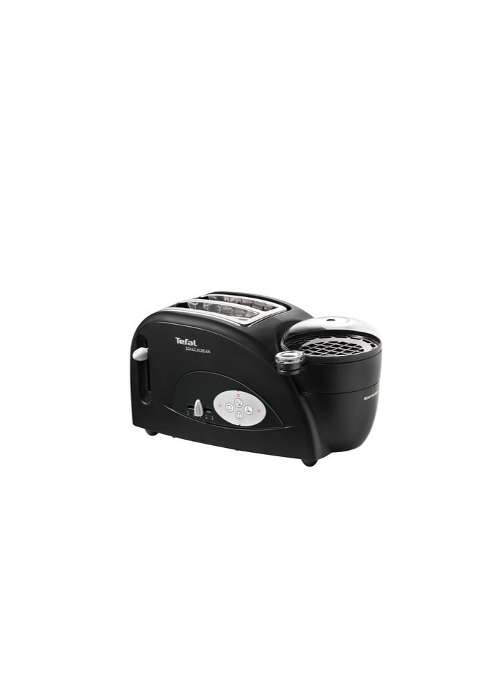 Tefal TT5528 Toast N’ Bean – 2-Slice Toaster with Bean and Egg Cooker, 1200W, Black 1200 W TT552842 Black - Image 1