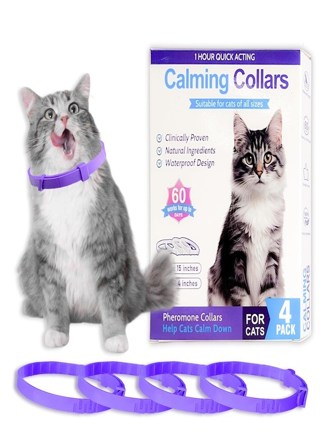 Simnice Calming Collar for Cats - 4 Pack, Cat Calming Collar, Adjustable Cat Pheromone Collars for Anxiety & Stress Relief, Efficient and Comfort (Purple) - Image 1