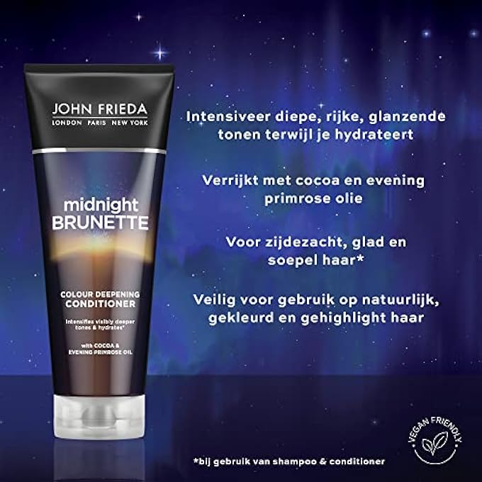 John Frieda MIDNIGHT BRUNETTE COLOUR DEEPENING CONDITIONER 250 ML, COLOUR-DEPOSITING CONDITIONER FOR BROWN HAIR - Image 2