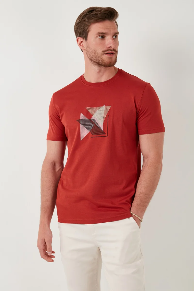 بوراتي Cotton Slim Fit Crew Neck T Shirt Men's T Shirt 646R8290