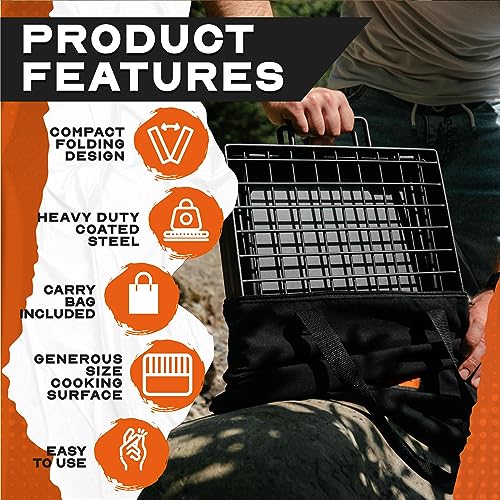 Adventure Seeka 24" Heavy Duty Folding Campfire Grill, Food-Safe Cooking Surface, Compact Folding Design, Portable Grill Grate & Griddle for Campfire Cooking, Australian Designed & Owned - Image 2