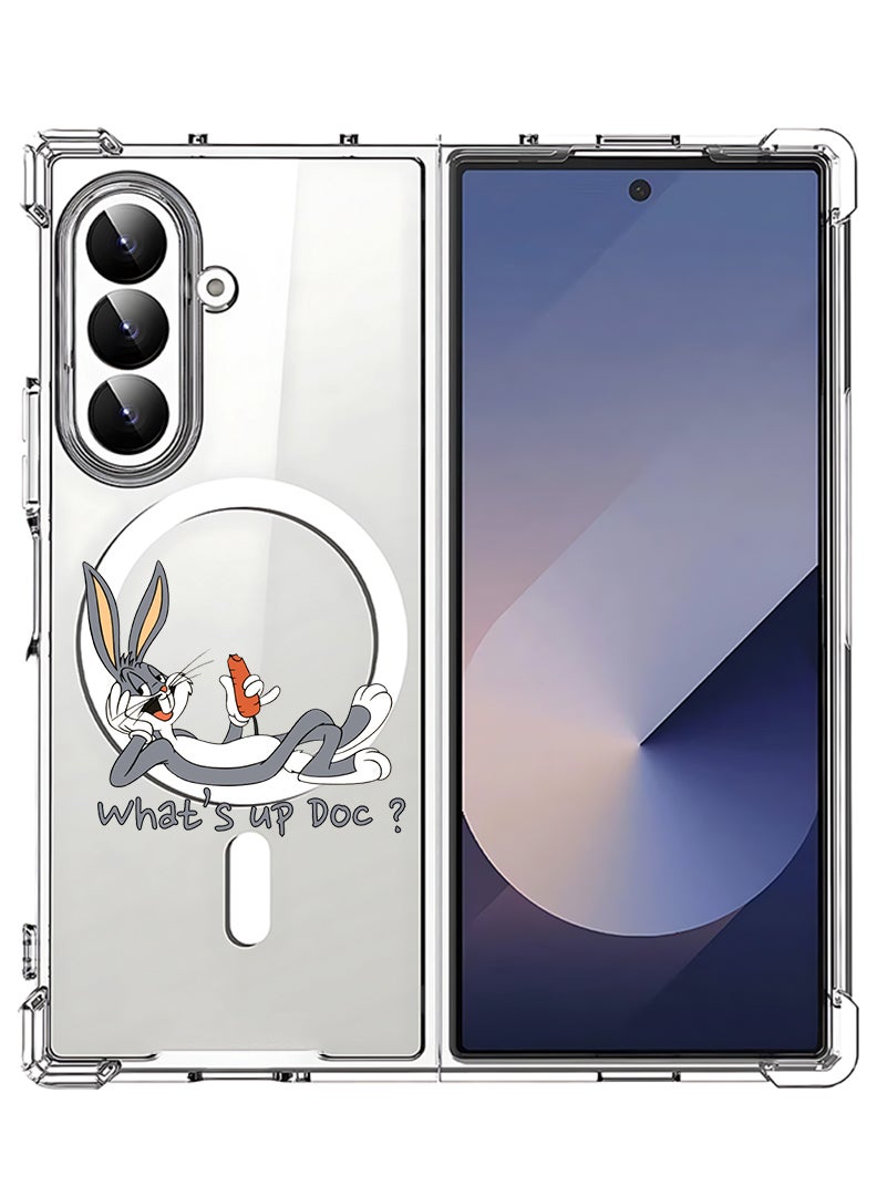 Theodor Magnetic Case for Samsung Galaxy Z Fold 7 Compatible with MagSafe Wireless Charging, Shockproof Phone Bumper Cover Whats up Doc - Image 1