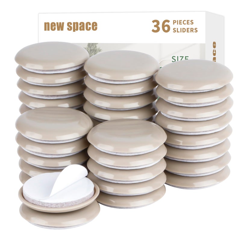new space Self-Stick Furniture Sliders, New Space 36Pcs 1-3/4"" For Carpet - Adhesive Sliders For Quickly And Easily Move Any Item And Protect The Carpet - Image 1