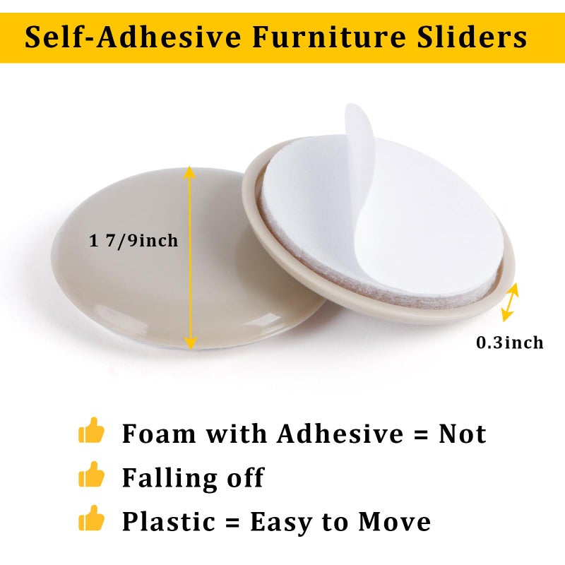 new space Self-Stick Furniture Sliders, New Space 36Pcs 1-3/4"" For Carpet - Adhesive Sliders For Quickly And Easily Move Any Item And Protect The Carpet - Image 2