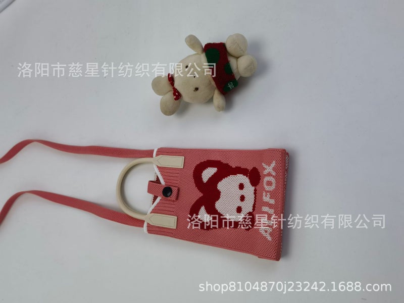 2025 Autumn New Style Girl'S Heart-Shaped Handbag For Carrying Mobile Phones, Knitted Crossbody Bag, Portable Textured Small Handbag - Image 1