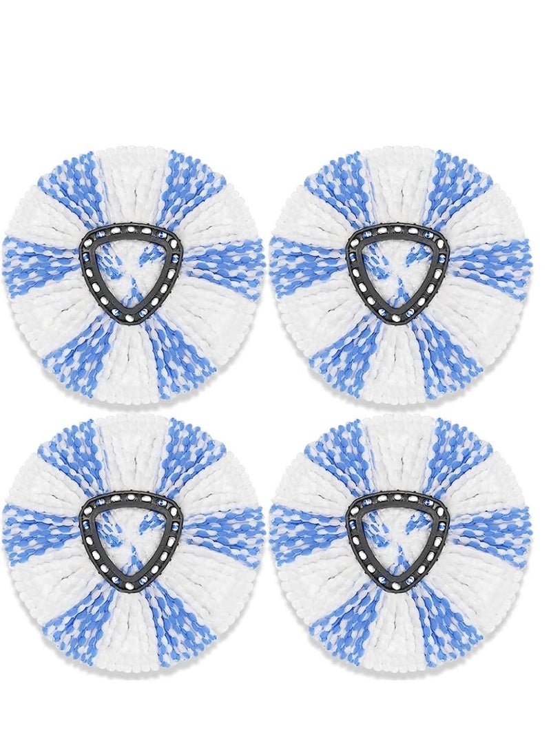 Zalcoon Spin Mop Heads Replacement Compatible with Vileda / O-cedar Easy Wring , Spin Mop Head Replacement for Floor Cleaning, Triangle Shape (Pack of 4 Pieces) (Blue-White)  - Image 1