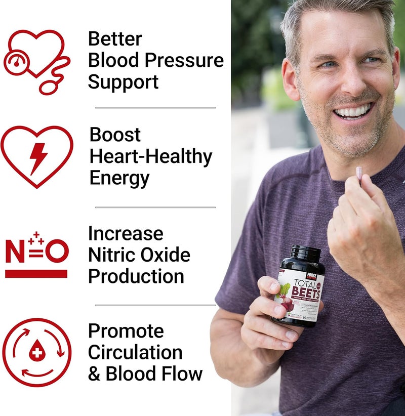 Force Factor Total Beets Blood Pressure Support Beet Root Capsules 1800mg Organic Beet Root Powder Beet Supplement with Hawthorn Berry to Support Circulation and Blood Flow 90 Vegetable Capsules - Image 3