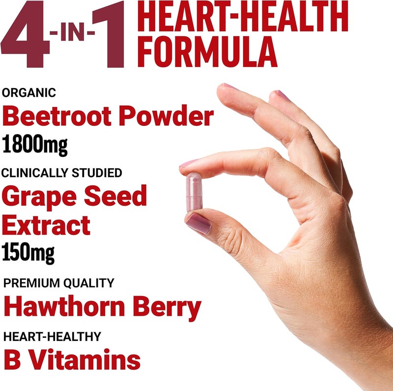 Force Factor Total Beets Blood Pressure Support Beet Root Capsules 1800mg Organic Beet Root Powder Beet Supplement with Hawthorn Berry to Support Circulation and Blood Flow 90 Vegetable Capsules - Image 2
