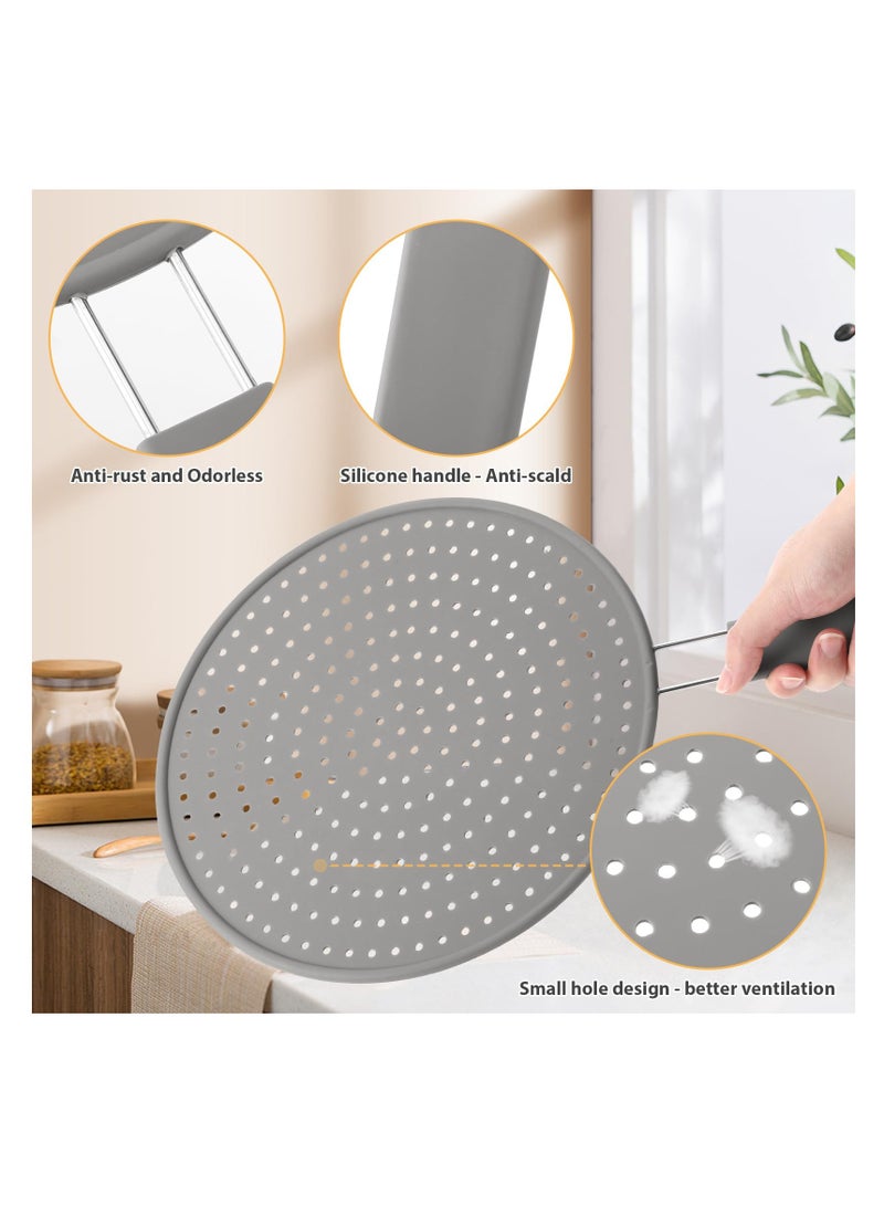 SYOSI Splash Guard for Frying Pan, 11 Inch Silicone Grease Splatter Screen for Frying Pan Stove Top, Heat Resistant Multi-Use Frying Pan Splash Guard to Stop Hot Oil Splatter (Grey)  - Image 3
