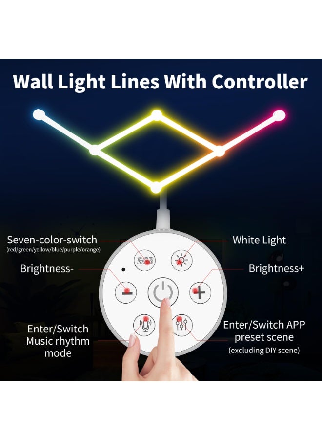 مصابيح جدارية ذكية بتقنية الواي فاي LED، إضاءة ألعاب قابلة للتعتيم بأكثر من 16 مليون لون، متوافقة مع مساعد جوجل، مزامنة الموسيقى، إمكانية التخصيص، ومؤقت، أشرطة إضاءة RGB لغرفة الألعاب وغرفة النوم (6 قطع، أبيض) - Image 2