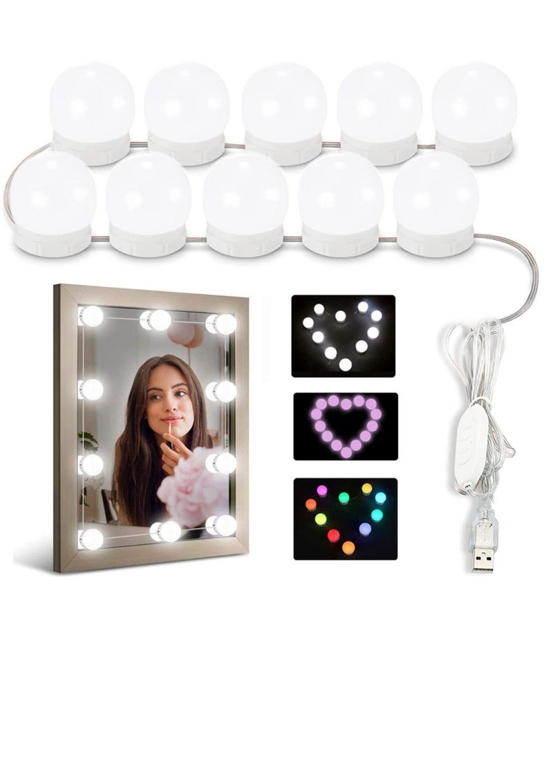Generic Mirror Lights Vanity Lighting 10 LED Bulb Make up Decoration Lights Hollywood Style 16 Modes Color Changing Lights for Home Bedroom Bathroom Dressing Room（USB Powered, RGBW)  - Image 1