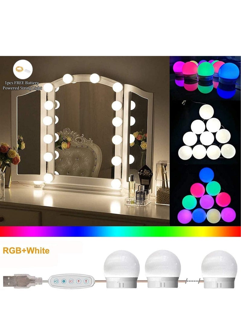 Generic Mirror Lights Vanity Lighting 10 LED Bulb Make up Decoration Lights Hollywood Style 16 Modes Color Changing Lights for Home Bedroom Bathroom Dressing Room（USB Powered, RGBW)  - Image 2