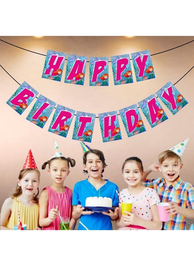 Balloonistics Balloonistics Mermaid Underwater Theme Happy Birthday Banner Decoration for Birthday and Theme Party/Pack of 1  - Image 3