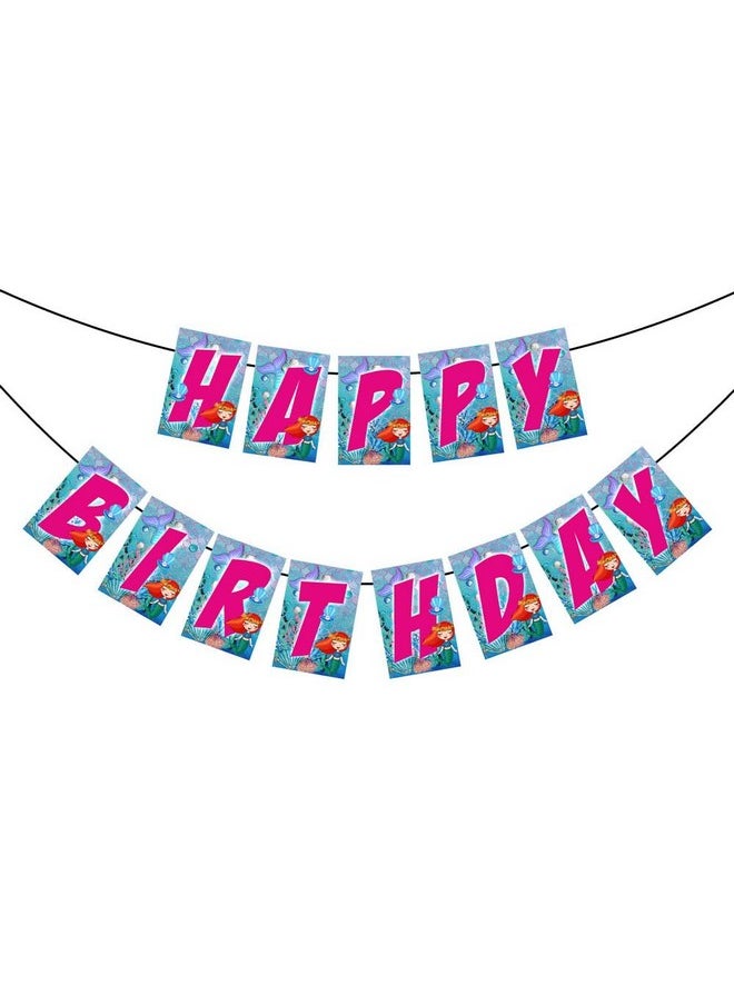Balloonistics Balloonistics Mermaid Underwater Theme Happy Birthday Banner Decoration for Birthday and Theme Party/Pack of 1  - Image 2