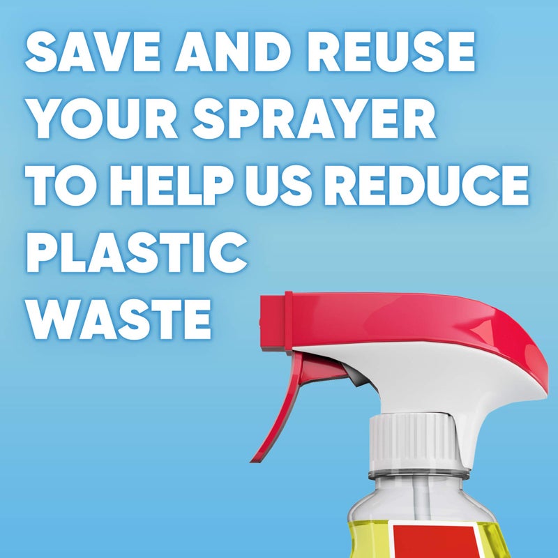 Windex Refill Multipurpose Disinfectant Cleaner Spray with Reusable Trigger, Bottle Made from 100% Recovered Coastal Plastic, Surface Cleaning Spray, Citrus Fresh Scent, 32 Fl Oz (Pack of 3) - Image 3