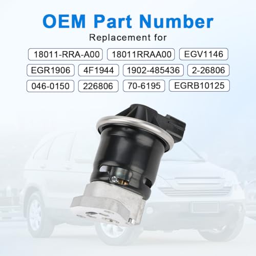 zayody EGR Exhaust Gas Recirculation Valve Compatible with Honda CR-V 2.4L 2007 2008 2009 EGR Valve Replacement for 18011-RRA-A00 18011RRAA00 EGV1146 EGR1906 4F1944 1902-485436 2-26806 046-0150 226806 - Image 2