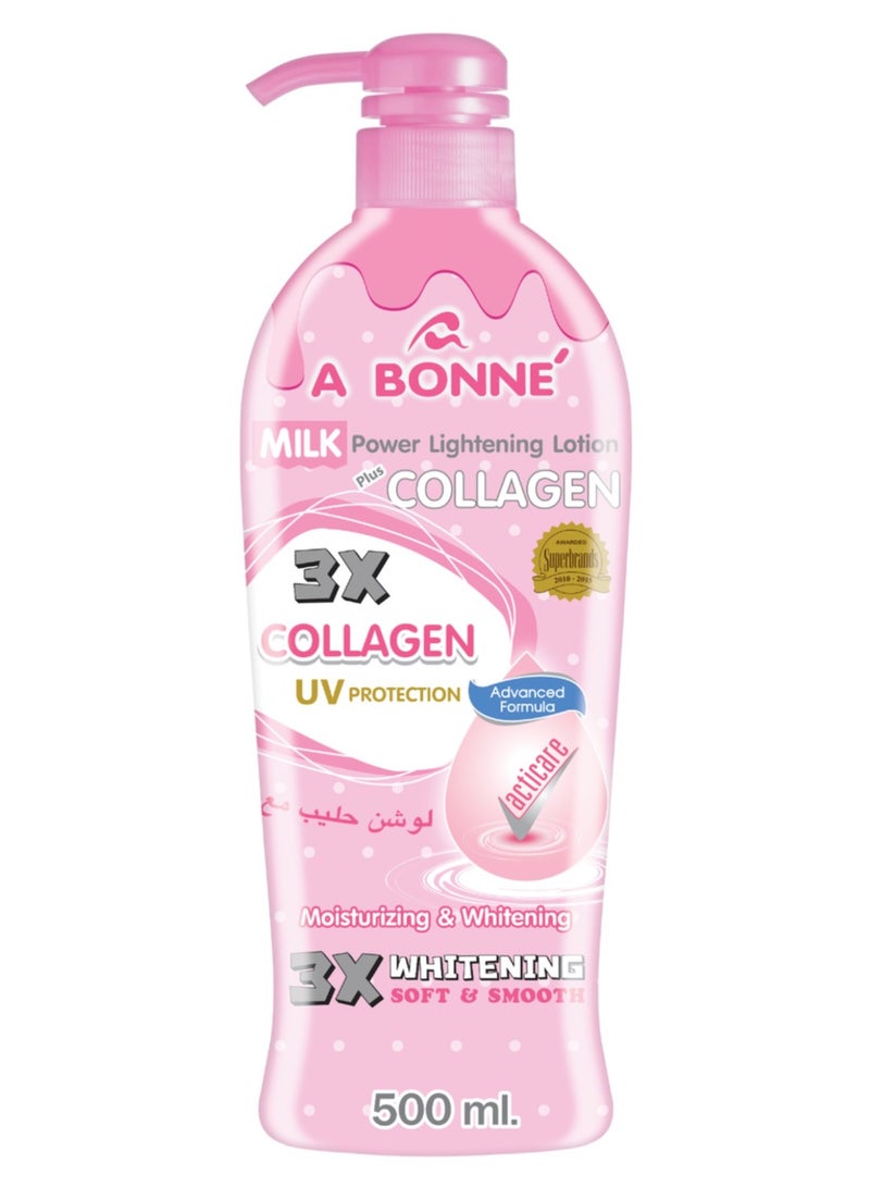 Milk & Collagen Power Lotion for Whitening and Moisturizing Skin with Sun Protection - 500ml