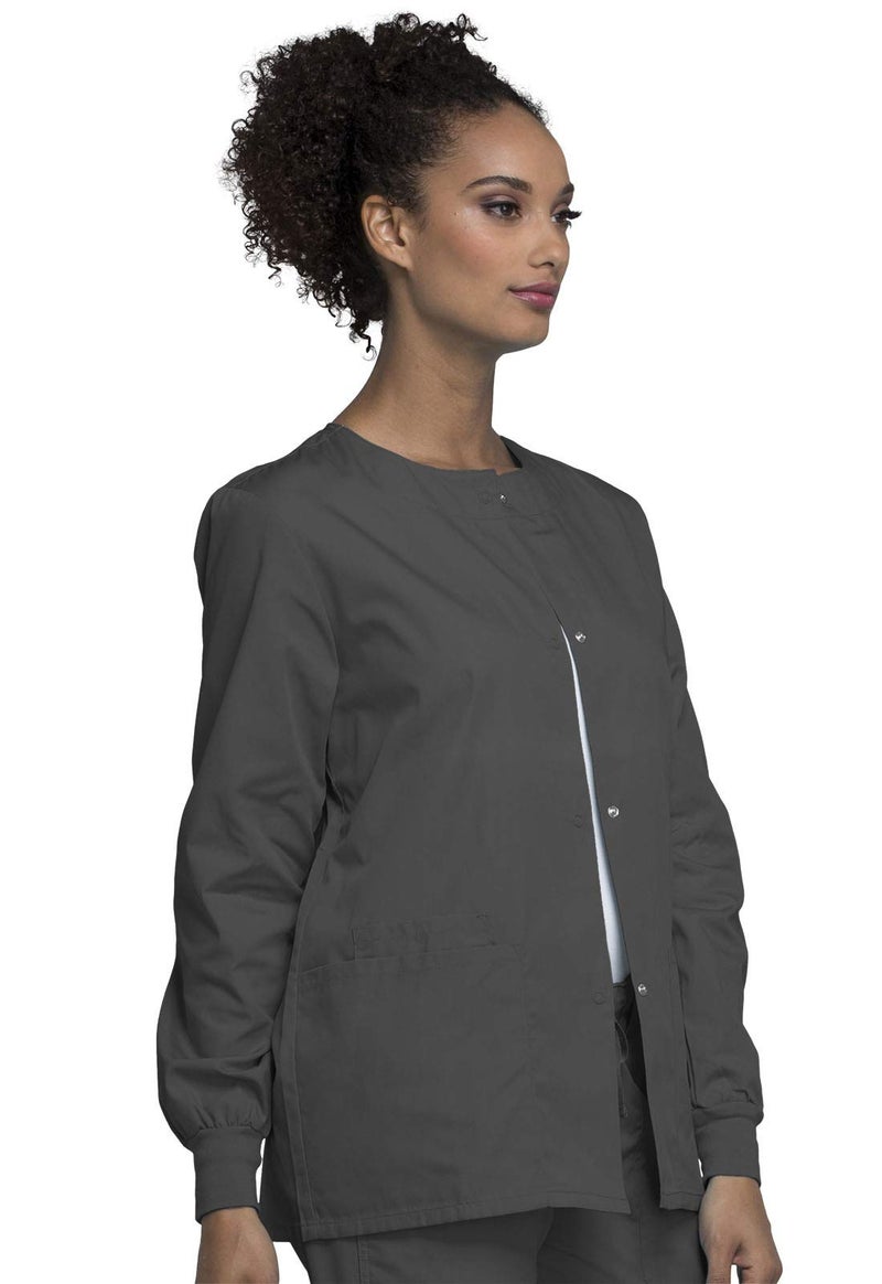 Cherokee Women's Warm Up Scrubs Jacket, Pewter, X-Large - Image 5