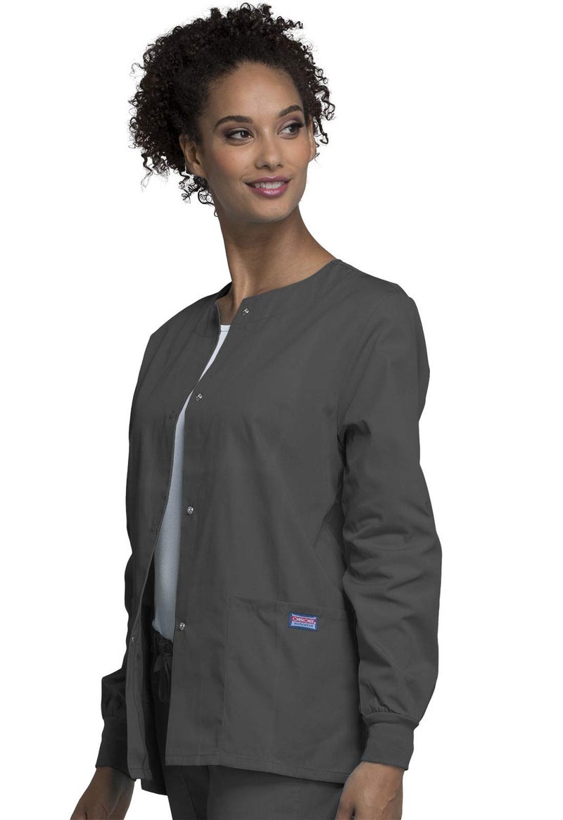 Cherokee Women's Warm Up Scrubs Jacket, Pewter, X-Large - Image 3