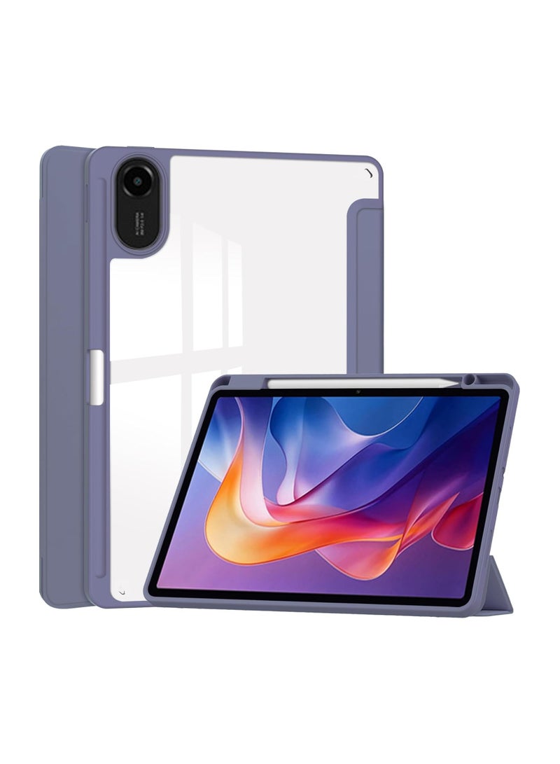 VKL Translucent Case Compatible with Xiaomi Redmi Pad 2 11 Inch 2025 with Transparent Back Cover and Folding Stand Cover with Pen Holder, Automatic Sleep/wake-up (Lavender) - Image 1