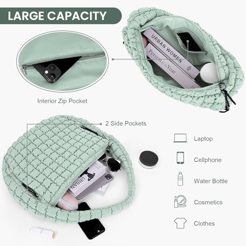 Juoxeepy Quilted Tote Bag Large Quilted Carryall Puffer Shoulder Bag Lightweight Puffy Padding Hobo Bags Puffy Bags - Image 4