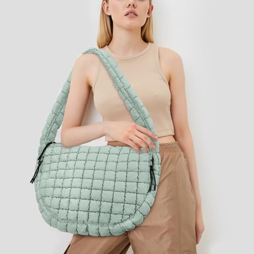 Juoxeepy Quilted Tote Bag Large Quilted Carryall Puffer Shoulder Bag Lightweight Puffy Padding Hobo Bags Puffy Bags - Image 2