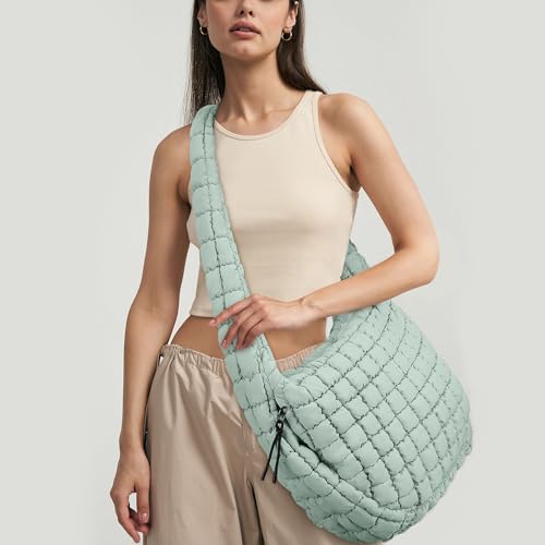 Juoxeepy Quilted Tote Bag Large Quilted Carryall Puffer Shoulder Bag Lightweight Puffy Padding Hobo Bags Puffy Bags - Image 3