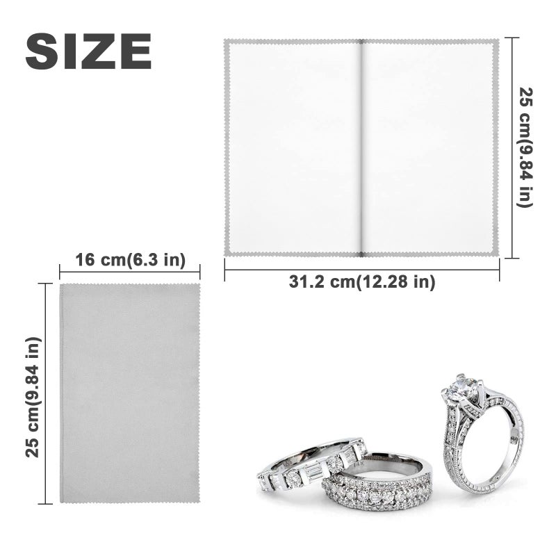SEVENWELL Silver Polishing Cloth, Jewelry Cleaner Cloth for Sterling Silver Jewelry, Gold, Platinum, Silverware, Diamonds, Gemstones, Coins (Light Gray) - Image 4