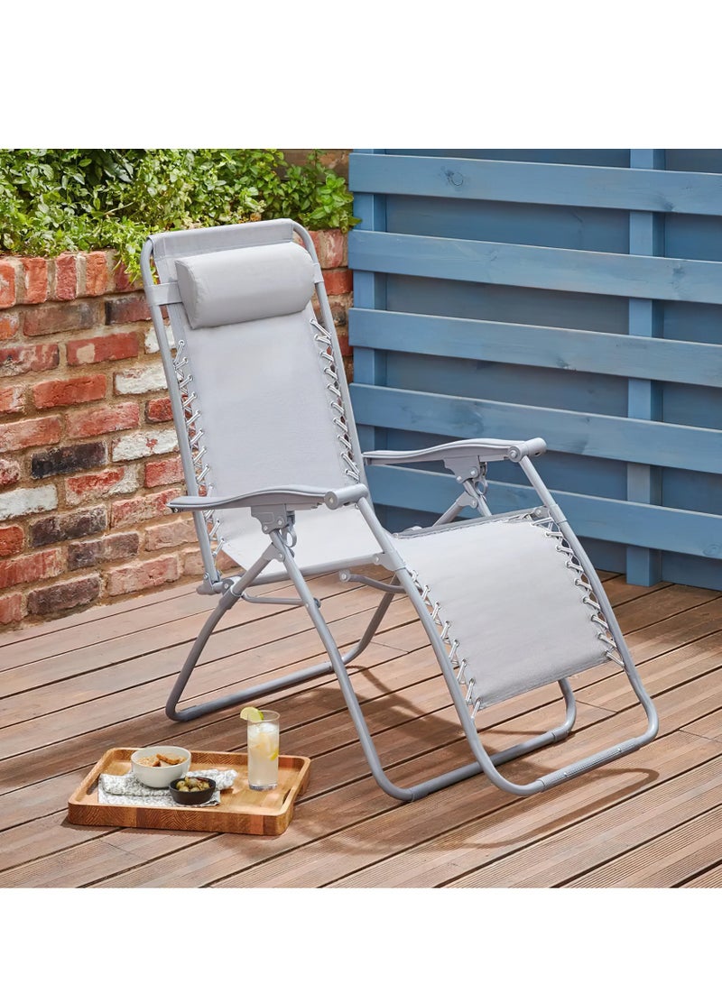 RENOVO 2 Piece Patio Chaise Lounges Chair gravity chair with adjustable backrest and footrest Grey Sunlounger for Poolside Backyard and Beach - Image 3