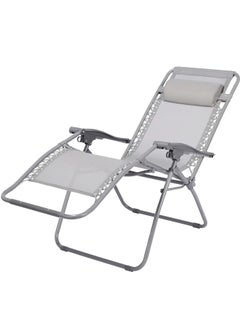RENOVO 2 Piece Patio Chaise Lounges Chair gravity chair with adjustable backrest and footrest Grey Sunlounger for Poolside Backyard and Beach  - Image 5