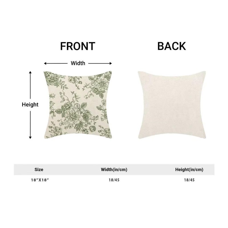 AEIOAE Chinoiserie Floral Pillow Covers 18 x 18 Inch Set of 2, Vintage Sage Green Flower Decorative Throw Pillow Covers Outdoor Linen Farmhouse Decor Pillowcase for Home Sofa - Image 2