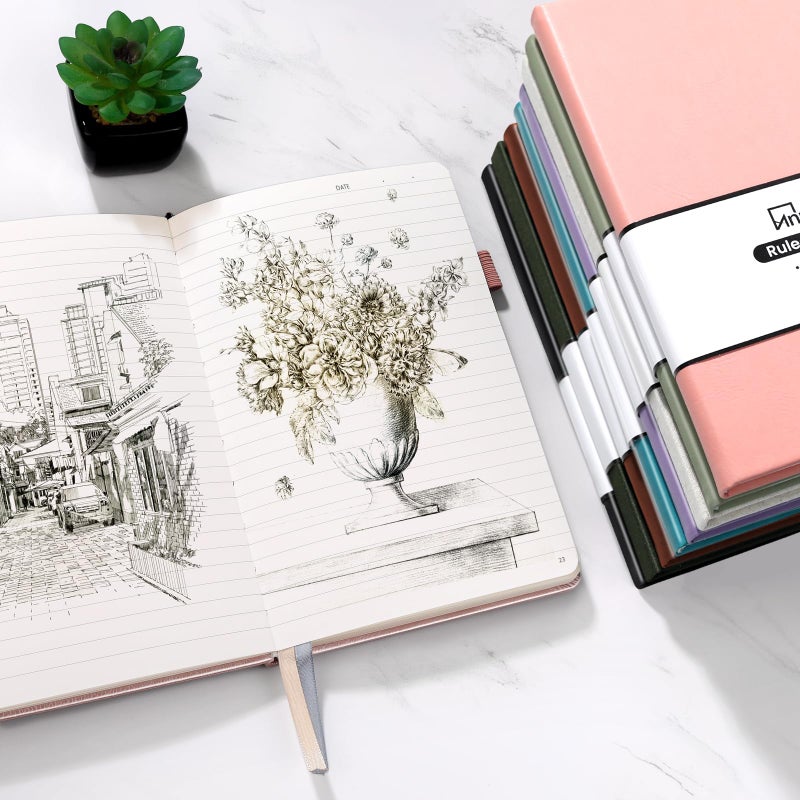 Annecy Lined Journal Notebook  Hardcover Leather Journal For Women & Men  160 Numbered Pages  Medium 5.5"" X 8.25""  100 Gsm Thick Paper  Rose Gold - Image 5