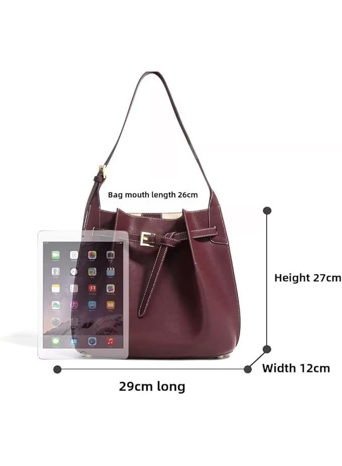 Genuine Leather Bucket Shoulder and crossbodyBag Hobo Bucket Bag Womens. - Image 2