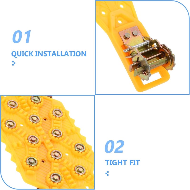 Levemolo Universal Yellow Anti-slip Car Snow Tire Chains Set Adjustable Emergency Traction Snow Chains for Suvs and Sedans and Mud - Image 3