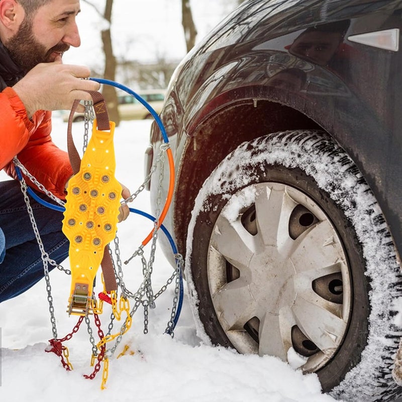 Levemolo Universal Yellow Anti-slip Car Snow Tire Chains Set Adjustable Emergency Traction Snow Chains for Suvs and Sedans and Mud - Image 5