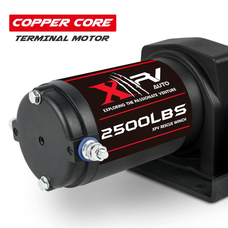 XPV AUTO 2500lbs Electric Winch 12V Waterproof Steel Cable with Wired Remote Control & Mounting Plate ATV UTV Towing Trailer Winch Off-Road - Image 2