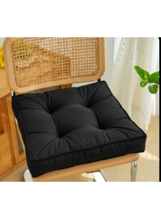Square chair cushion 45×45 cm, 10 cm high - cotton fabric and high-density fiber filling for optimal comfort and excellent stability HR (black) - Image 2