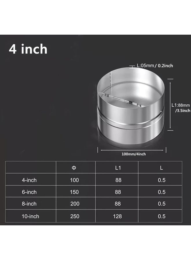 6 Inch Galvanized Check Valve Backflow Preventer One Way Airflow Duct Damper - Image 5