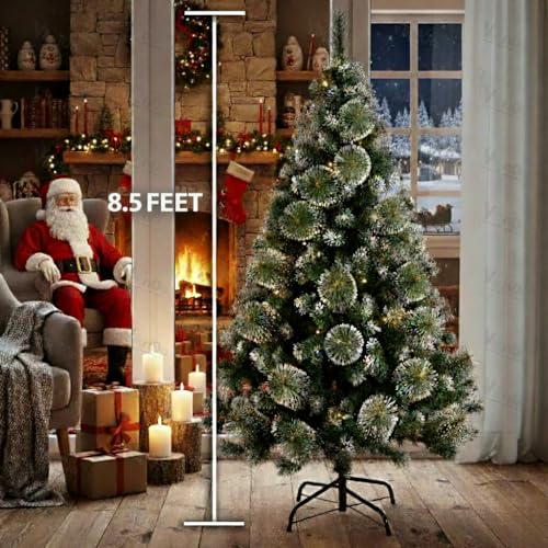 VikriDA 8.5 Feet Artificial Snow-Flocked Christmas Tree | Pine Needle Xmas Tree with Sturdy Metal Stand for Home & Office Decoration - Image 2