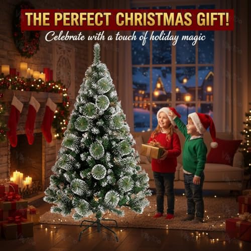 VikriDA 8.5 Feet Artificial Snow-Flocked Christmas Tree | Pine Needle Xmas Tree with Sturdy Metal Stand for Home & Office Decoration - Image 4