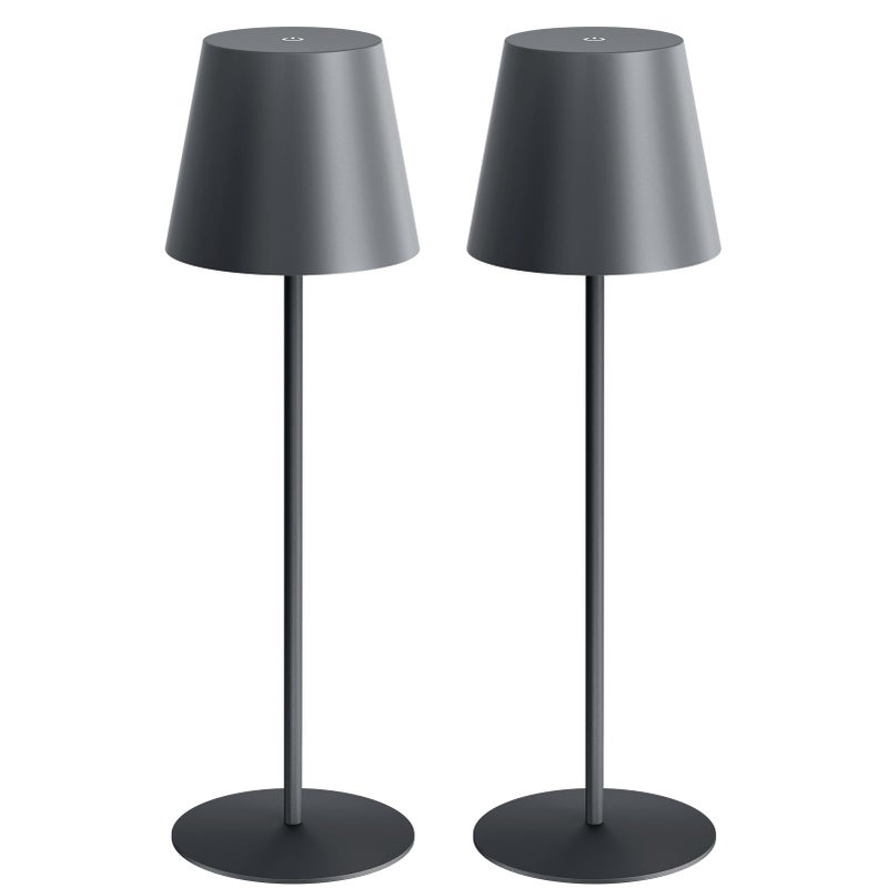 uuffoo 2 Pack Cordless Table Lamp Rechargeable 5000mAH Battery Operated Lights Touch Control LED Portable Desk Lamps 3 Color Dimming for Outdoor Coffee Bedroom Kitchen Gray - Image 2