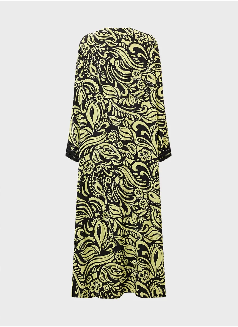 خزانة Plus Size Printed Jalabiya
