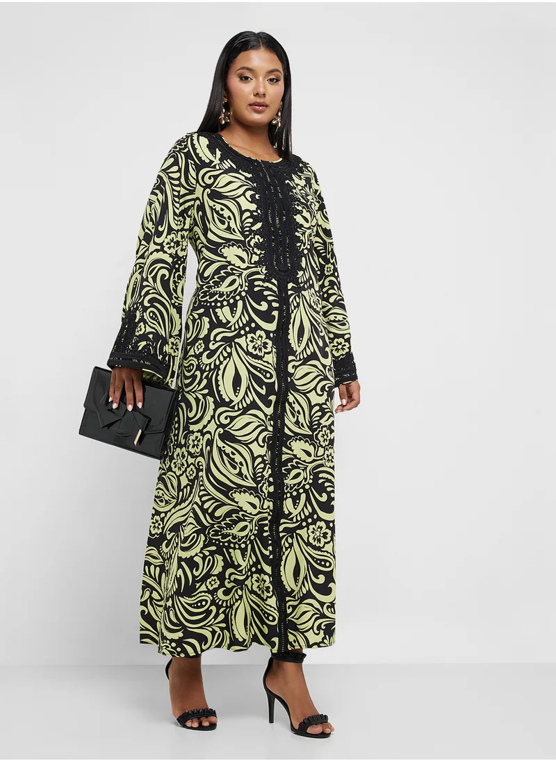 خزانة Plus Size Printed Jalabiya